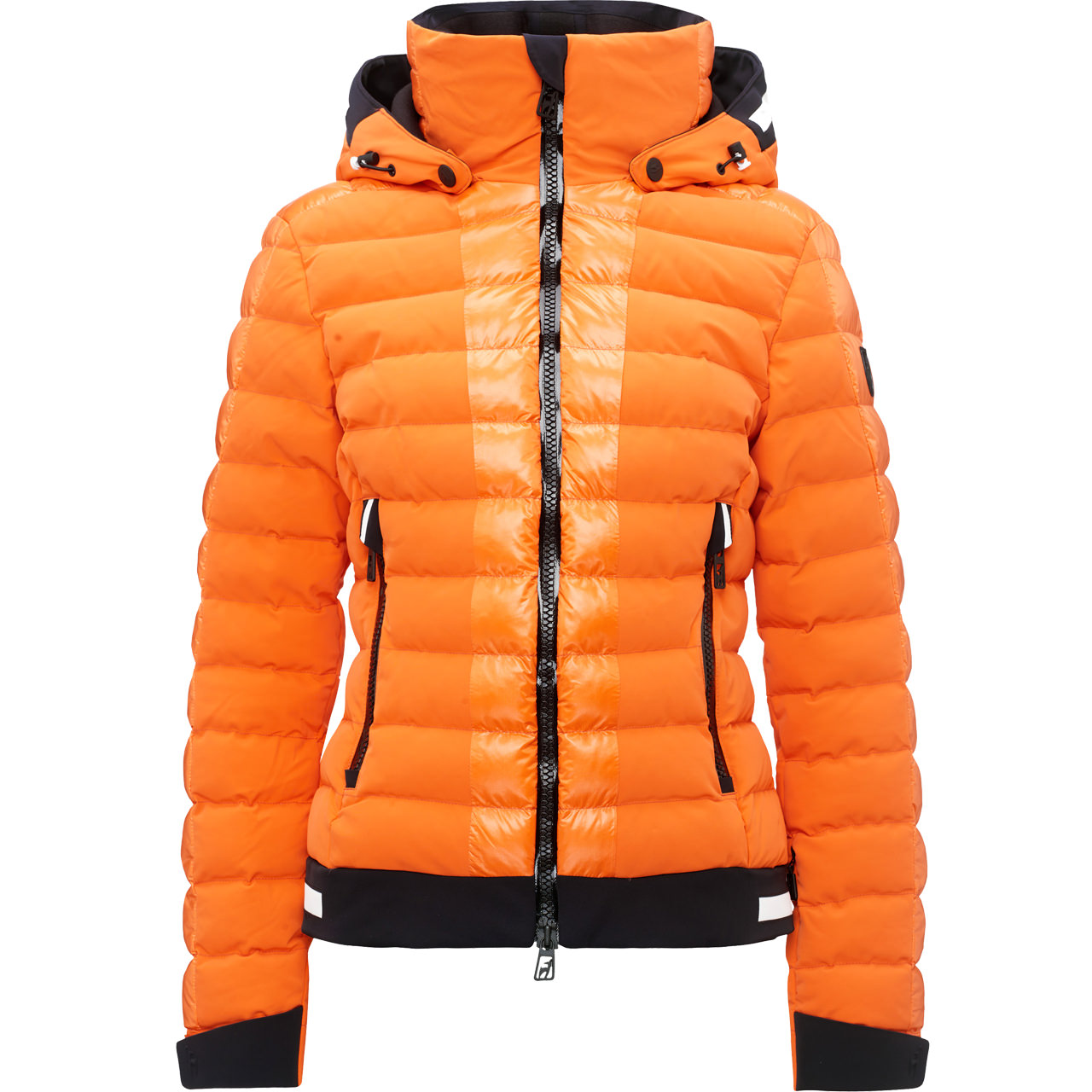 Topshop SNO Ski Jacket Orange and White Faux Fur Hood Size 14. New